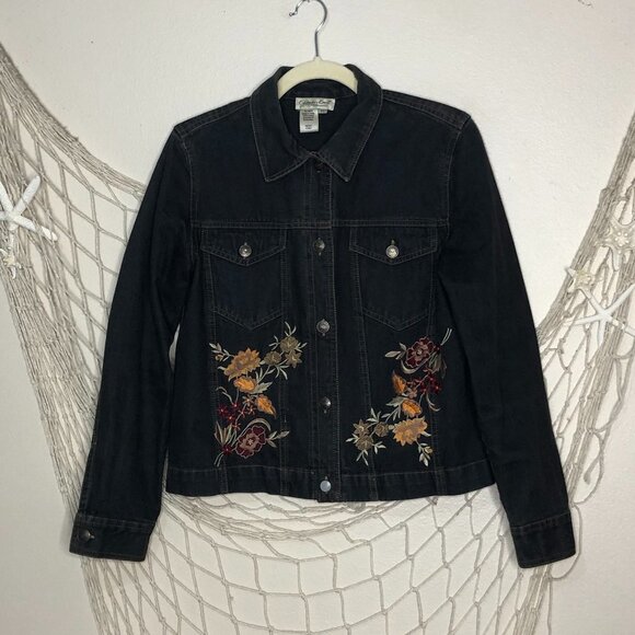 COLDWATER CREEK Women's Embroidered Denim Truckers Jacket SP - Picture 1 of 8